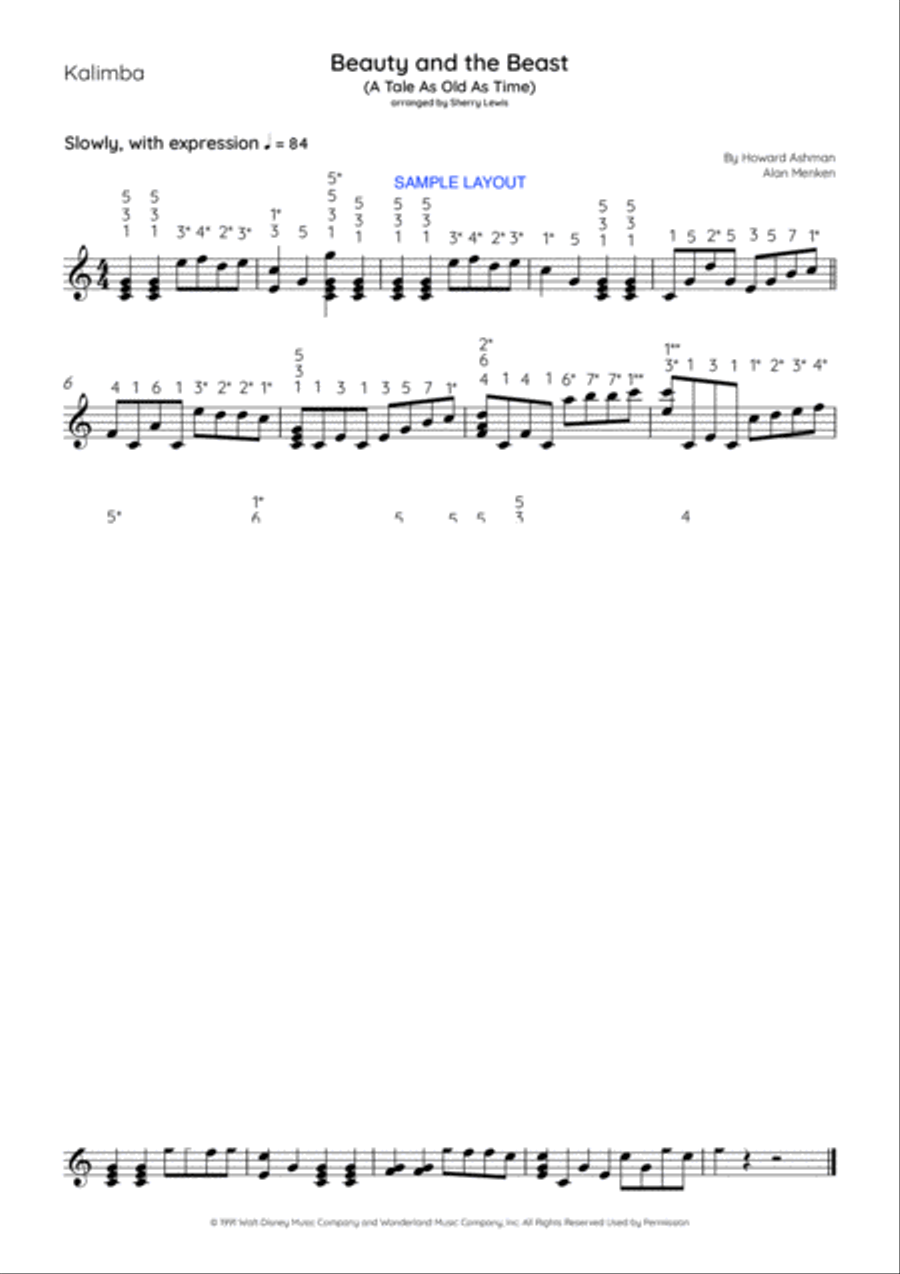 Beauty And The Beast Kalimba scores gallery preview page 3