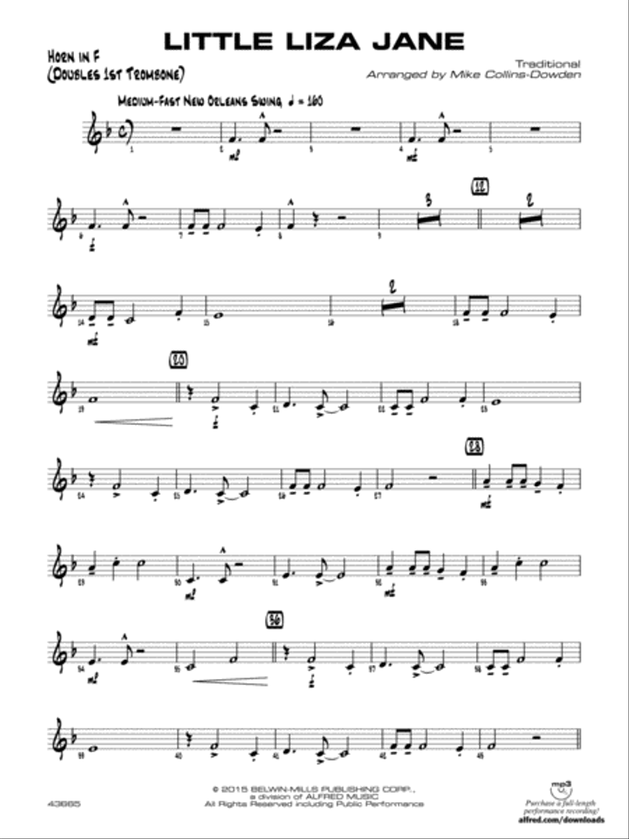 Little Liza Jane: 1st F Horn Jazz Ensemble scores gallery preview page 1