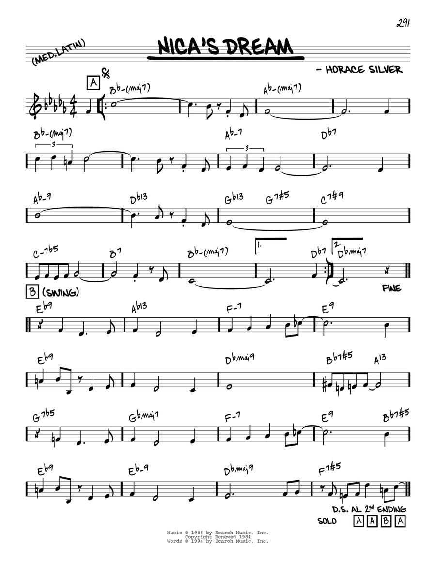 Nica's Dream [Reharmonized version] (arr. Jack Grassel) Piano scores gallery preview page 1