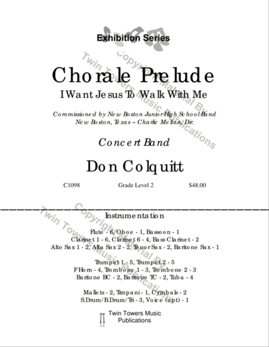Chorale Prelude: I Want Jesus To Walk With Me Concert Band scores gallery preview page 2