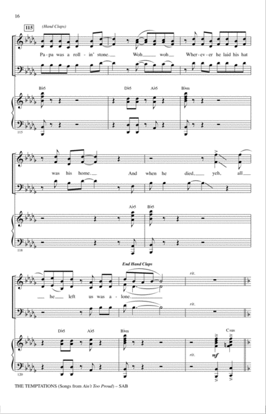 The Temptations (Songs from Ain't Too Proud) (arr. Mark Brymer)