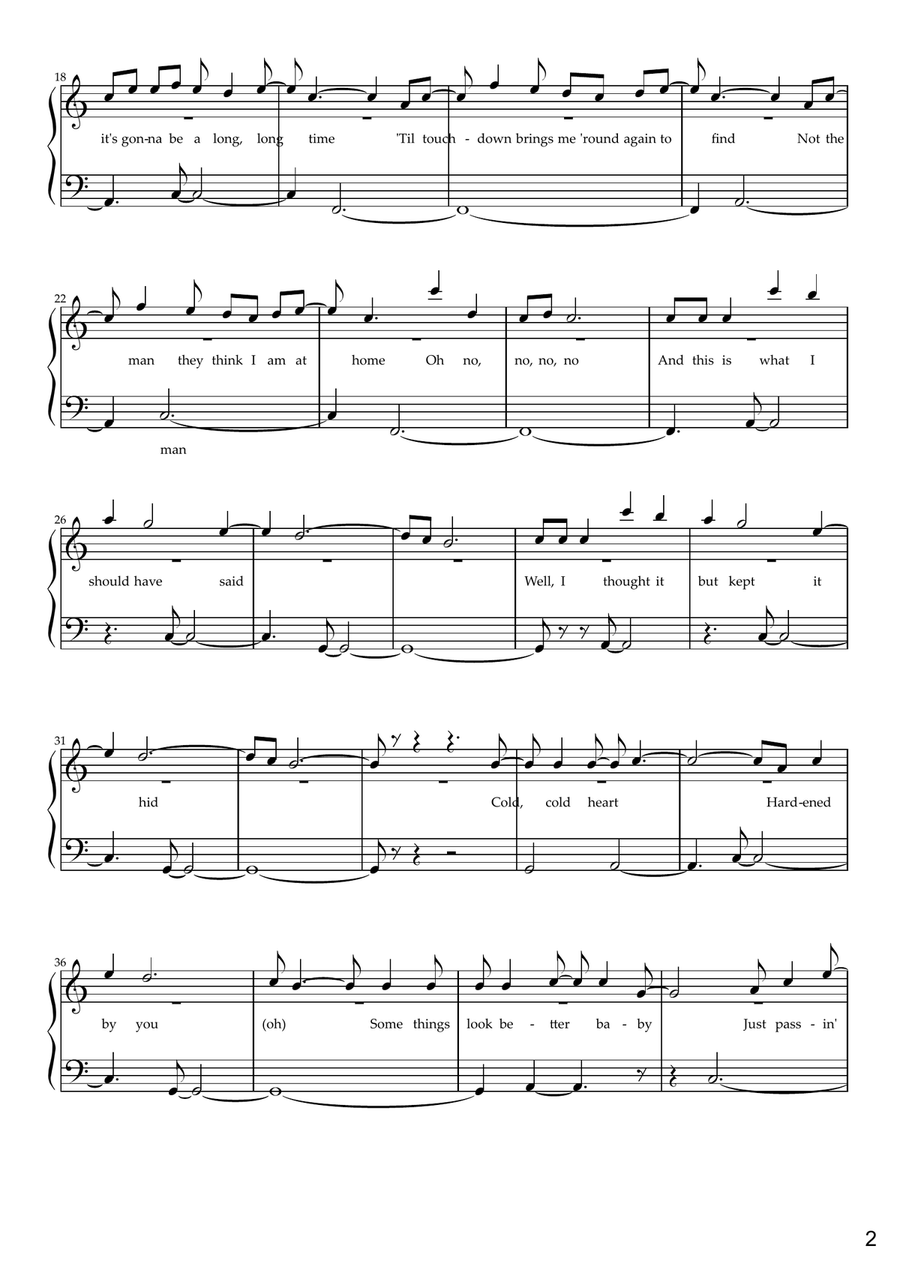 Cold Heart (Pnau Remix) Easy Piano scores gallery preview page 2