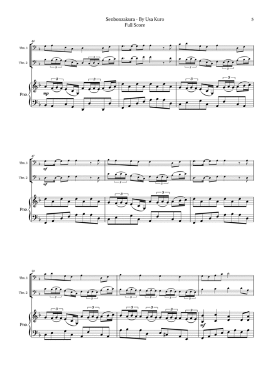 Senbonzakura Trombone Duet scores gallery preview page 5