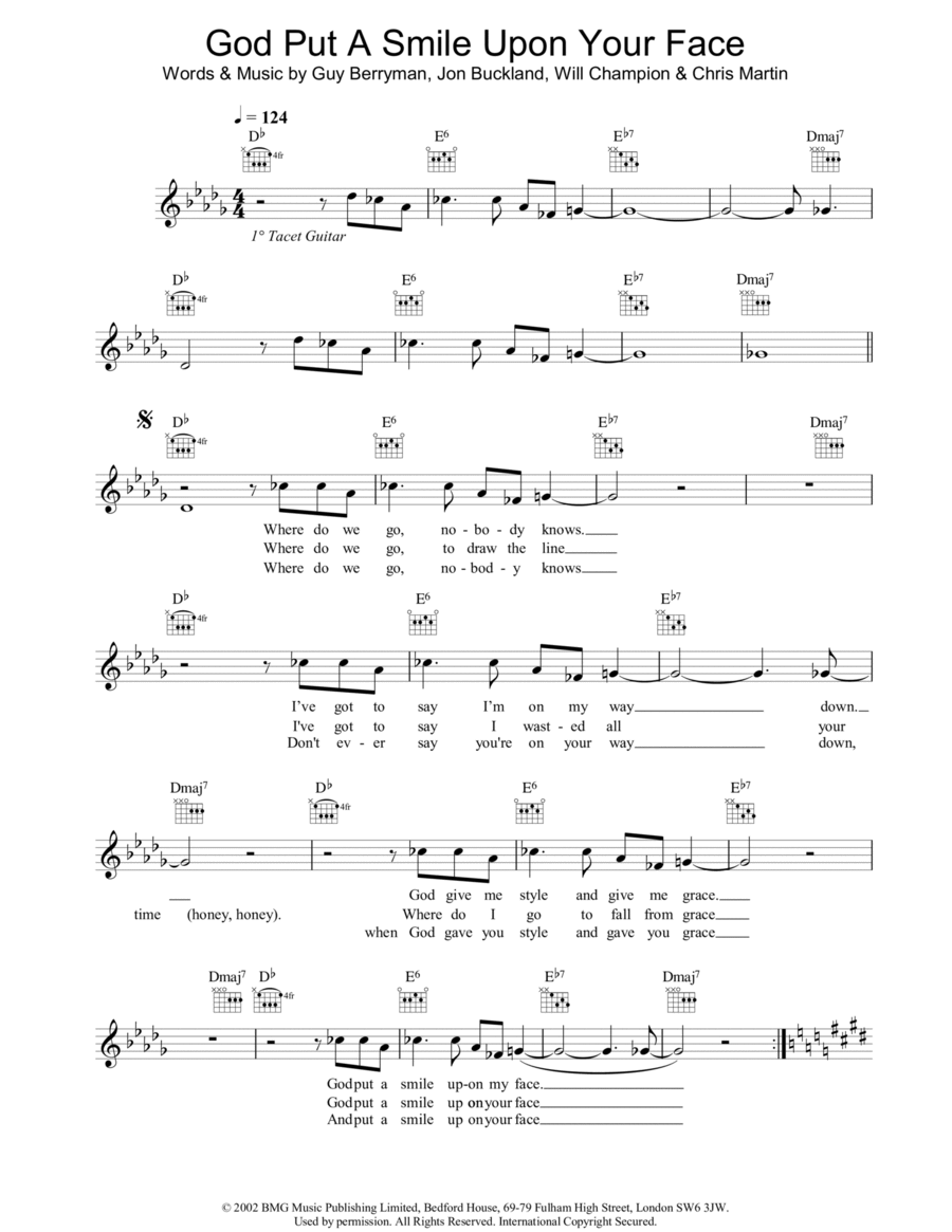 God Put A Smile Upon Your Face Piano scores gallery preview page 1