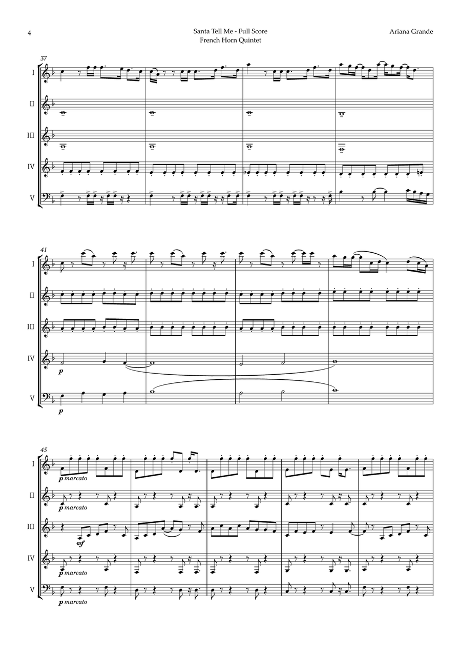 Santa Tell Me Brass Quintet scores gallery preview page 4