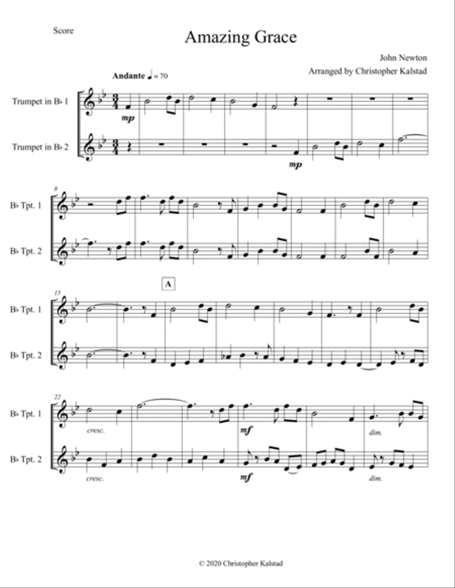 Amazing Grace (Trumpet Duet) Trumpet Duet scores gallery preview page 2