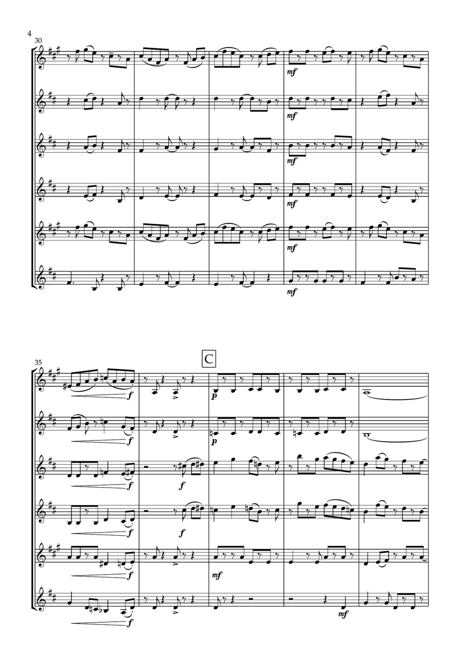 Carefree A gentle Bossa Nova for Clarinet Choir Clarinet Choir scores gallery preview page 5