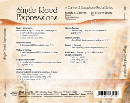 Single Reed Expressions: A Clarinet & Saxophone Recital Series, Vol. 2