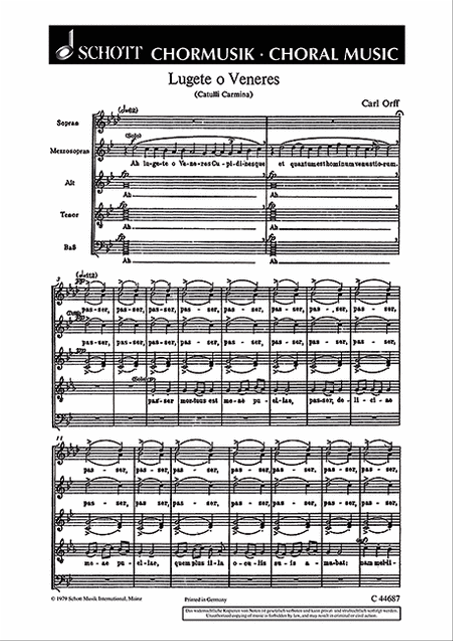 Lugete O Veneres (catulli Carmina) SSATB scores gallery preview page 1
