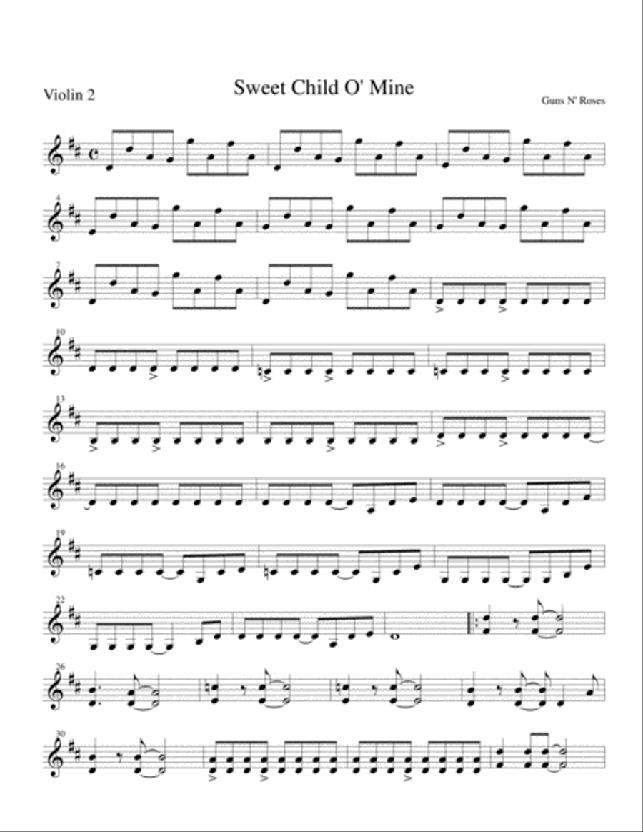 Sweet Child O' Mine String Trio scores gallery preview page 3