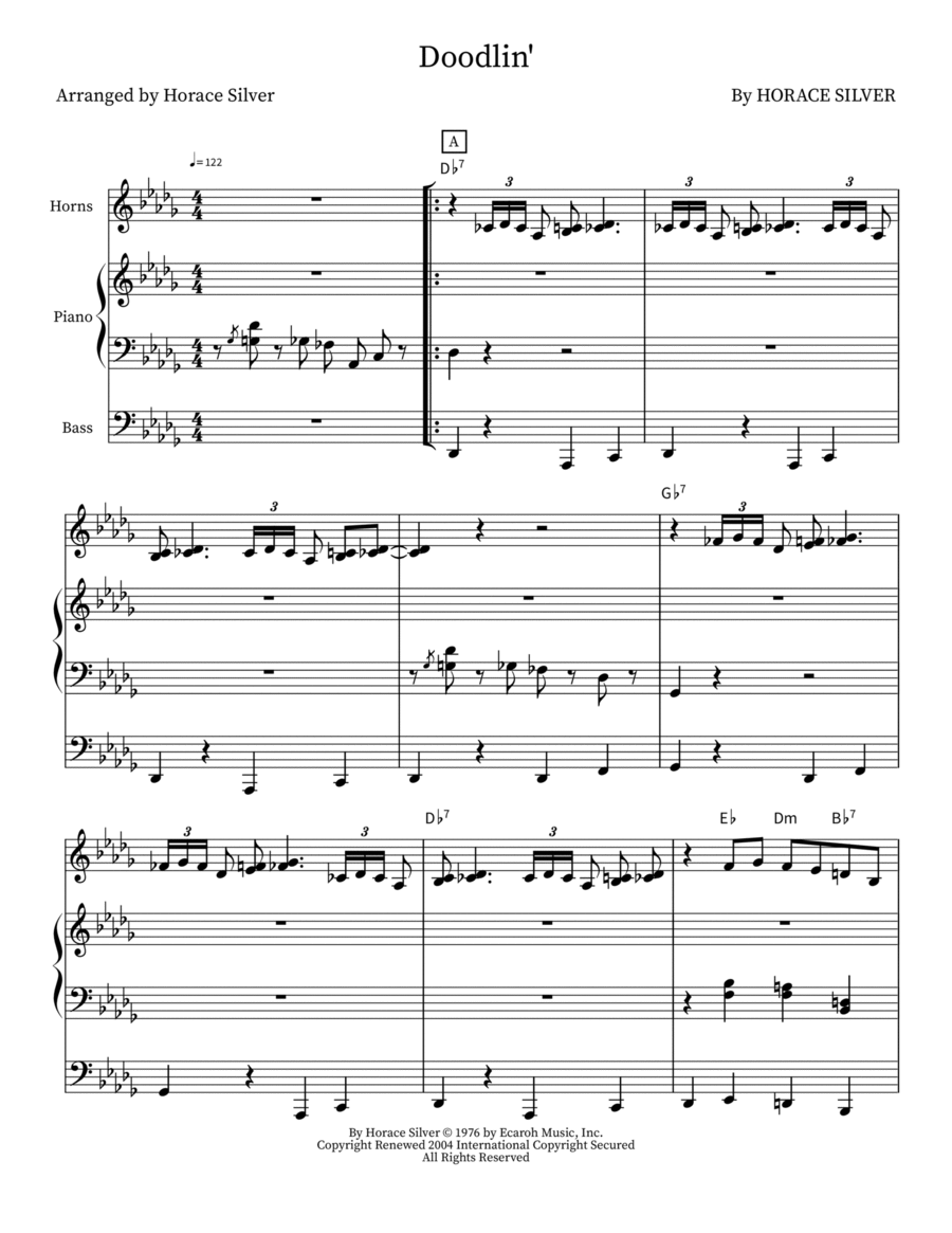 Doodlin' Jazz Ensemble scores gallery preview page 1
