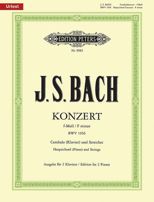 Book cover for Piano Concerto In F Minor, BWV 1056