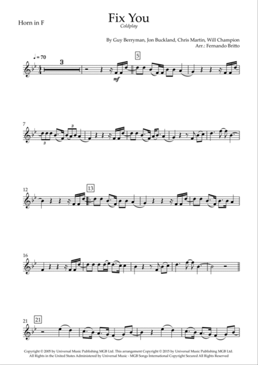 Fix You Horn scores gallery preview page 4