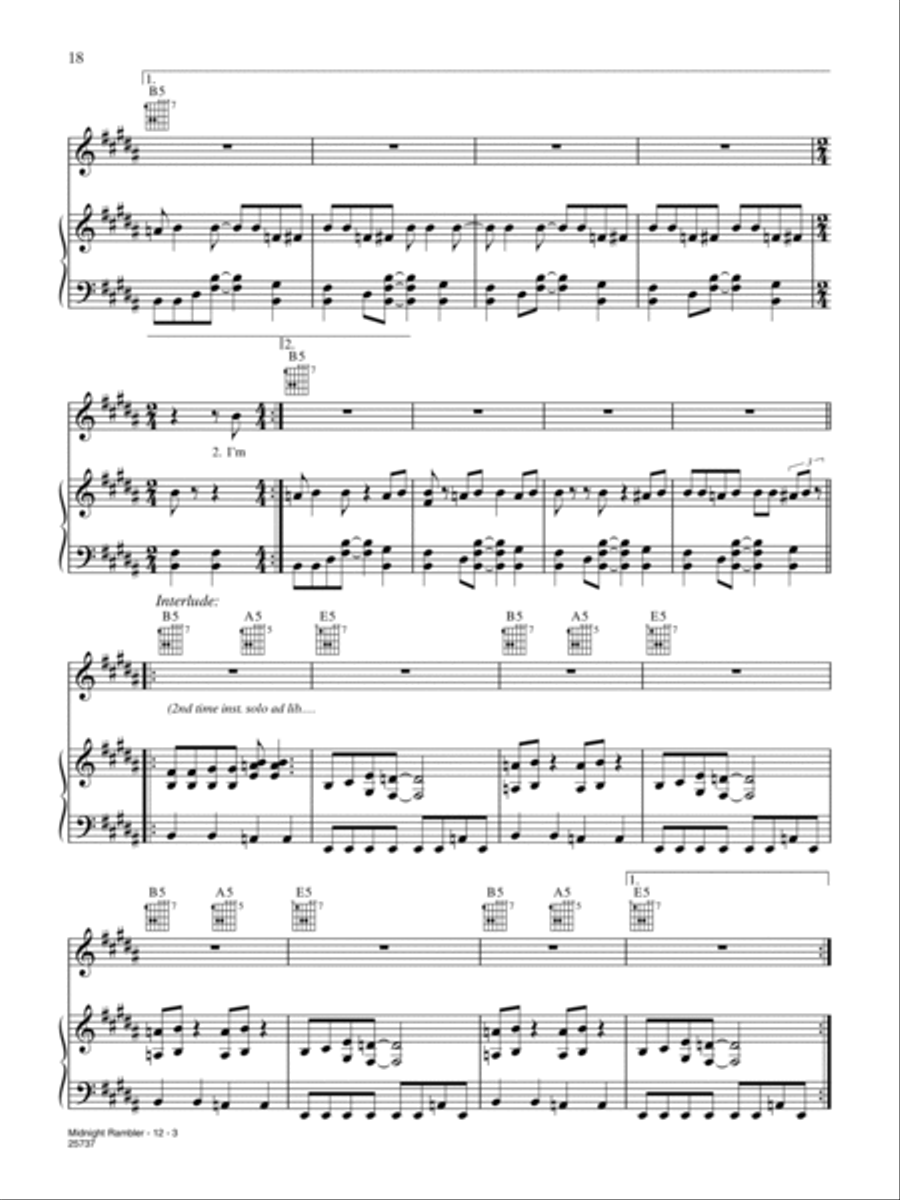 Midnight Rambler Piano, Vocal, Guitar scores gallery preview page 3