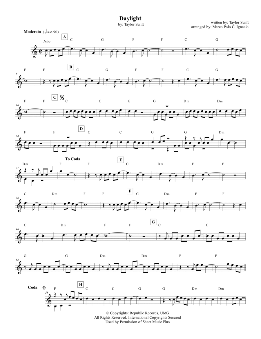Daylight Piano scores gallery preview page 1