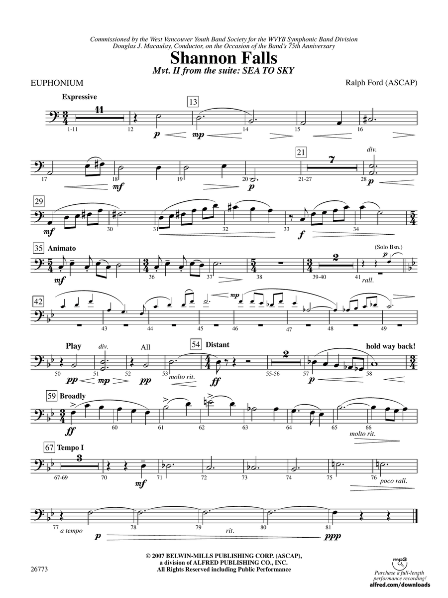 Shannon Falls (Movement 2 from Sea to Sky): Baritone B.C.