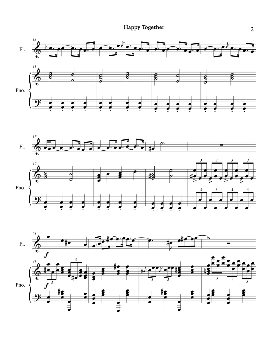 Happy Together Flute Solo scores gallery preview page 6