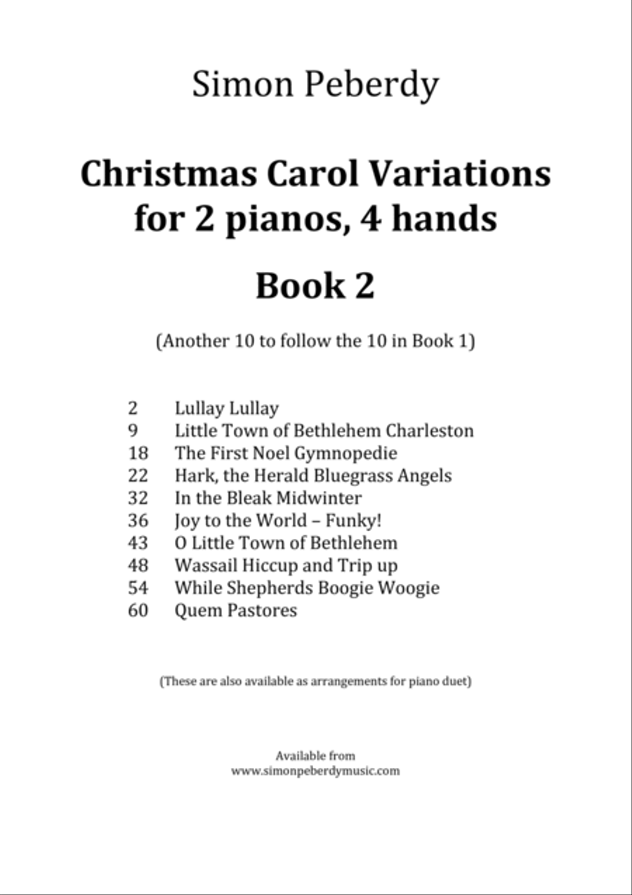 Christmas Carol Variations for 2 pianos, 4 hands, Book 2, A second collection of 10 by Simon Peberdy image number null