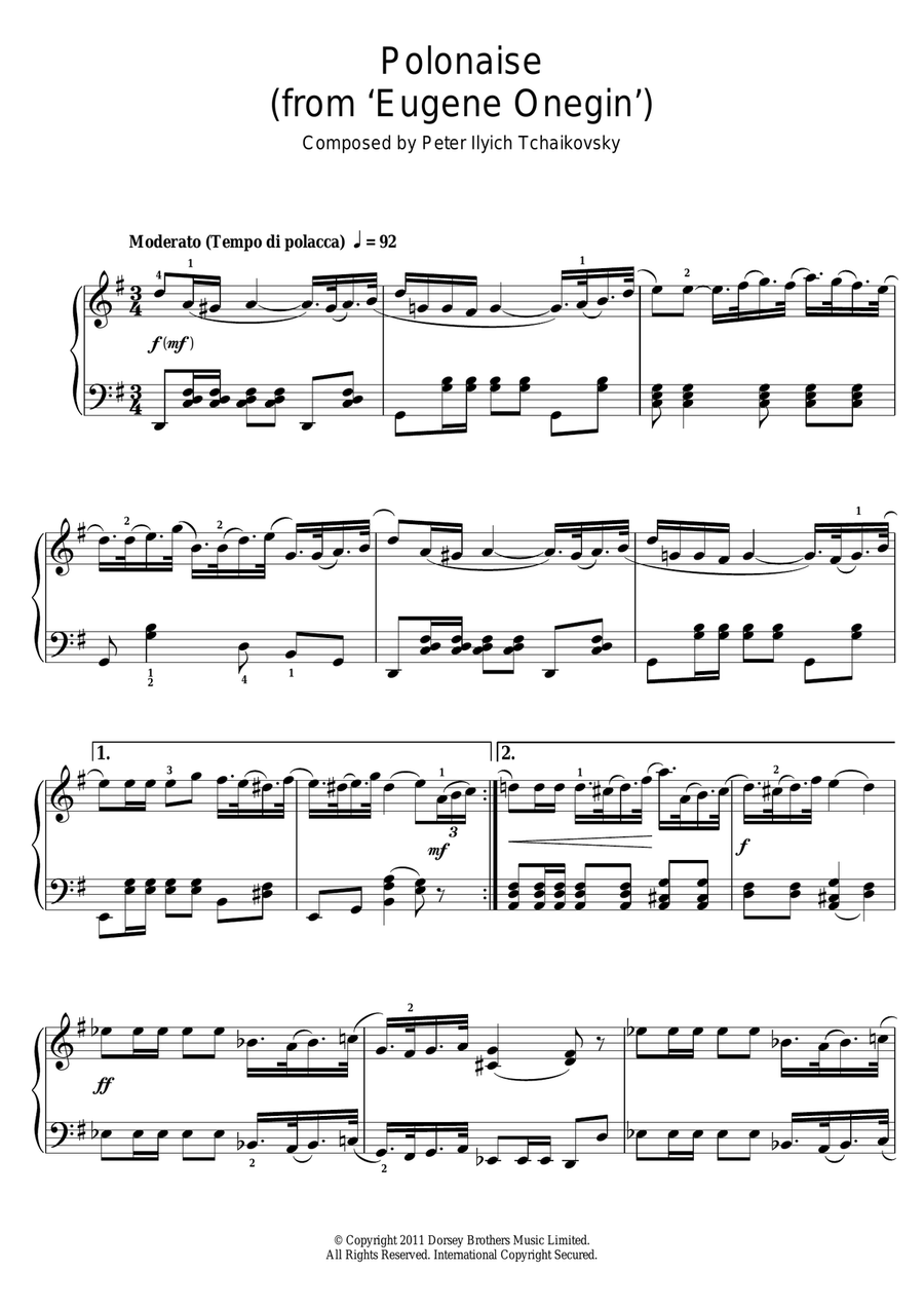 Polonaise (from 'Eugene Onegin') Piano Solo scores gallery preview page 1
