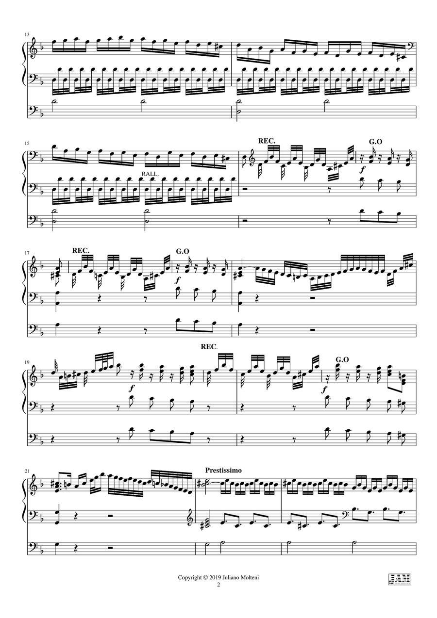 TOCCATA E FUGUE IN D MINOR (EXTRACT) ( EASY ORGAN) - J. S. BACH Organ Solo scores gallery preview page 4