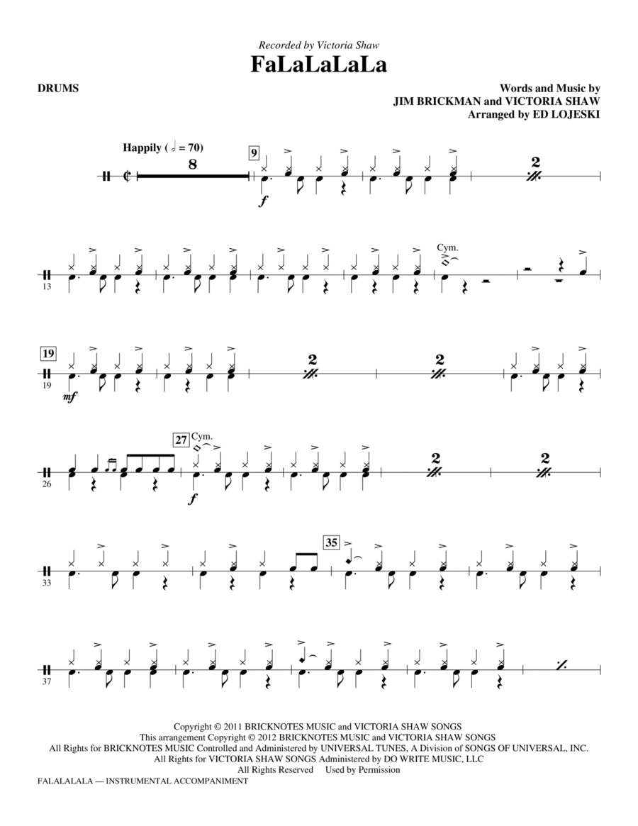 FaLaLaLaLa - Drums FaLaLaLaLa - Drums Choir scores gallery preview page 1
