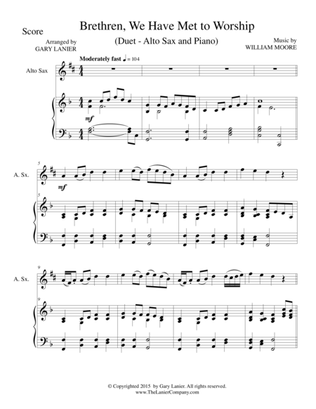 BRETHREN, WE HAVE MET TO WORSHIP (Duet – Alto Sax and Piano/Score and Parts)