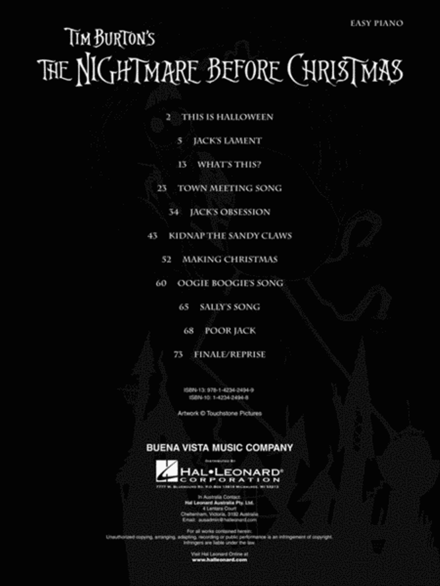 The Nightmare Before Christmas Easy Piano scores gallery preview page 2