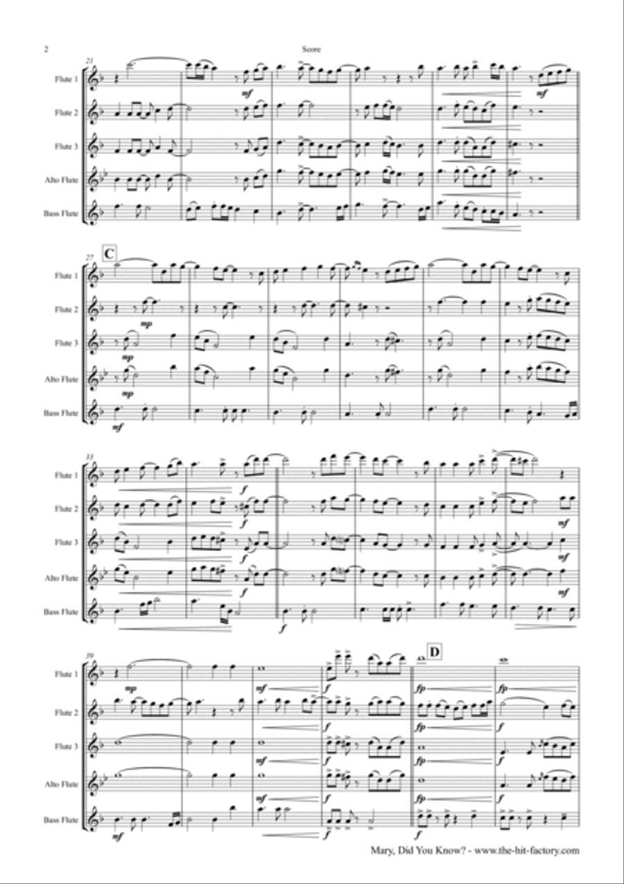 Mary, Did You Know? Flute Quartet scores gallery preview page 2