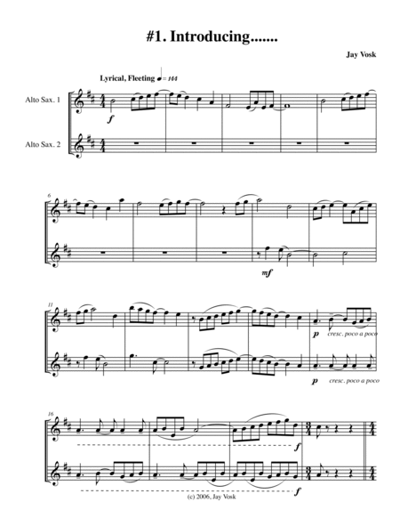 Coasting for Two Eb Alto Saxophones by Jay Vosk Woodwind Duet - Digital Sheet Music