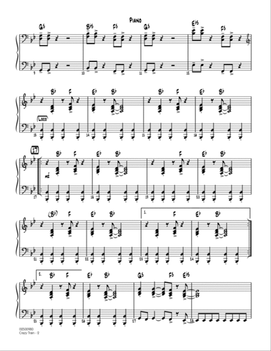 Crazy Train - Piano Jazz Ensemble scores gallery preview page 2