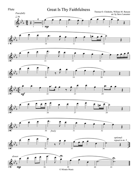Great Is Thy Faithfulness - peaceful arr. for Flute & Piano image number null