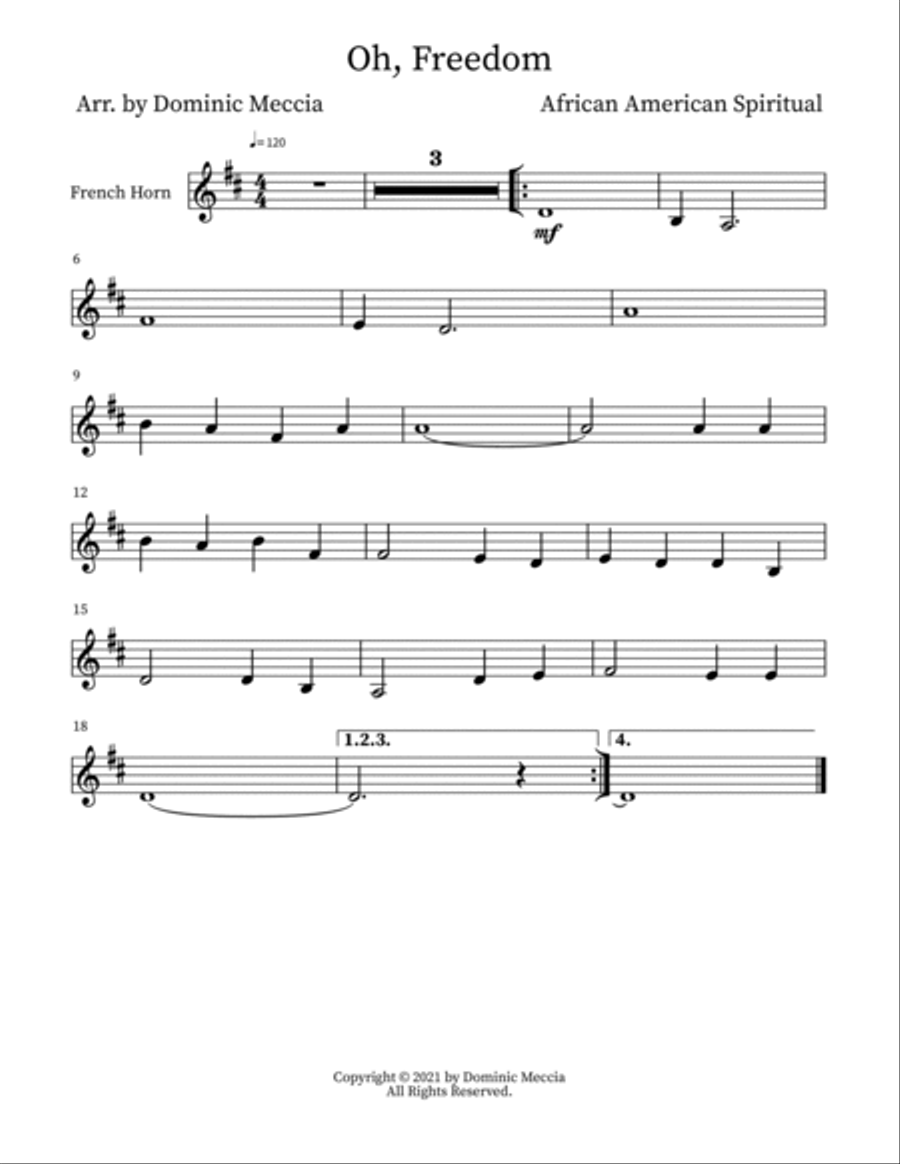 Oh, Freedom Horn scores gallery preview page 3