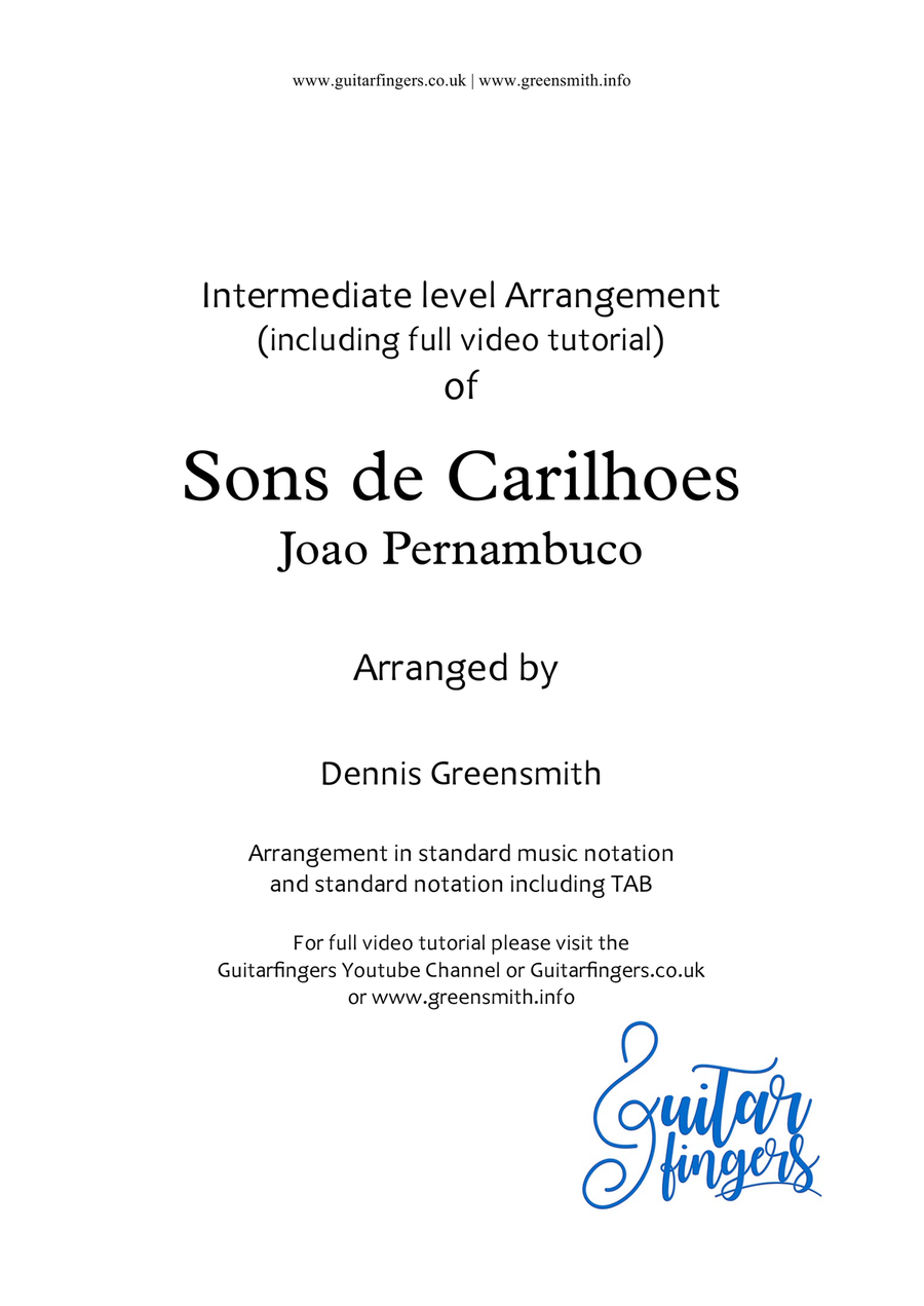 Sons de Carilhoes by Joao Pernambuco Classical Guitar scores gallery preview page 1
