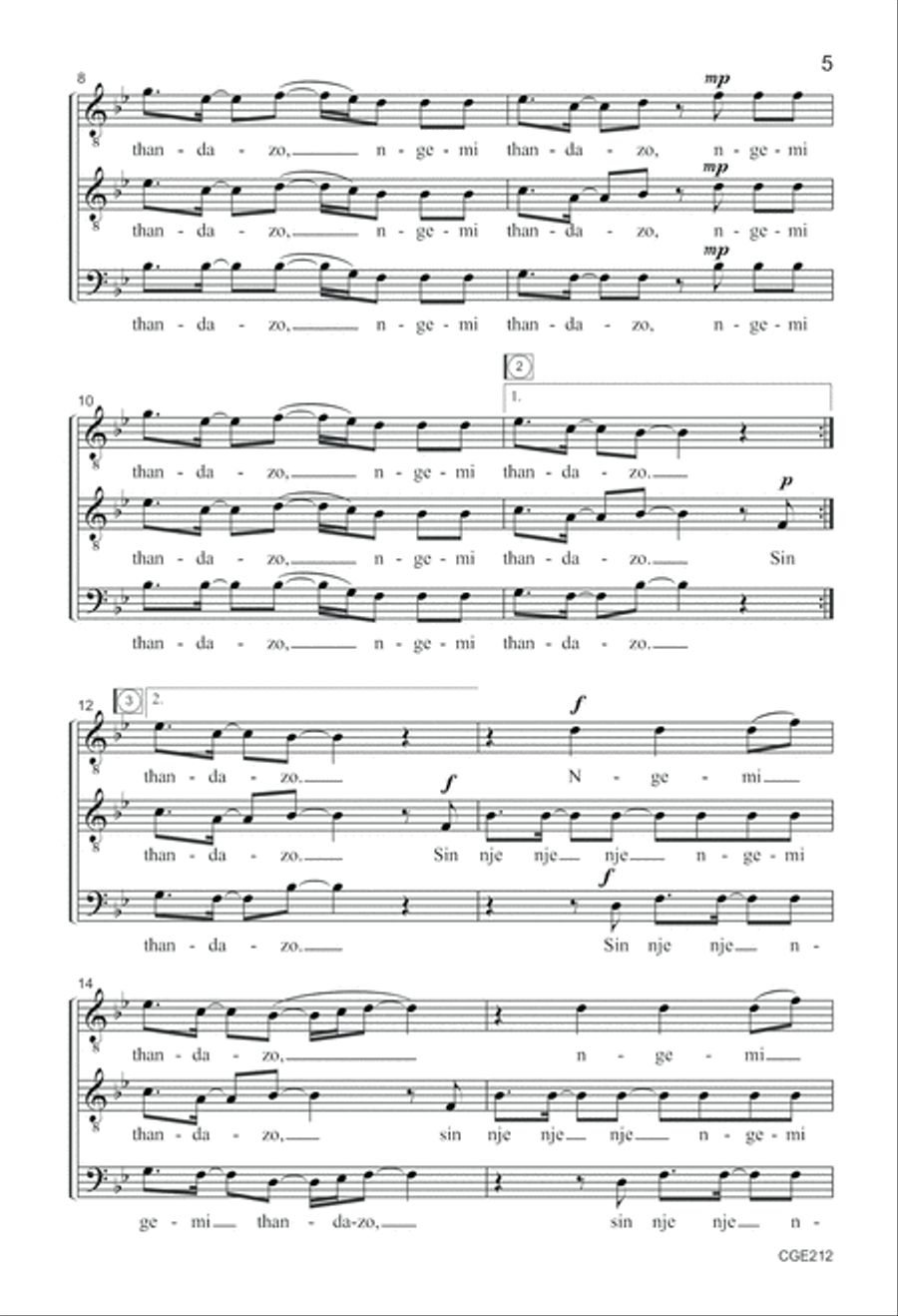 Babethandaza TTB TTBB scores gallery preview page 5
