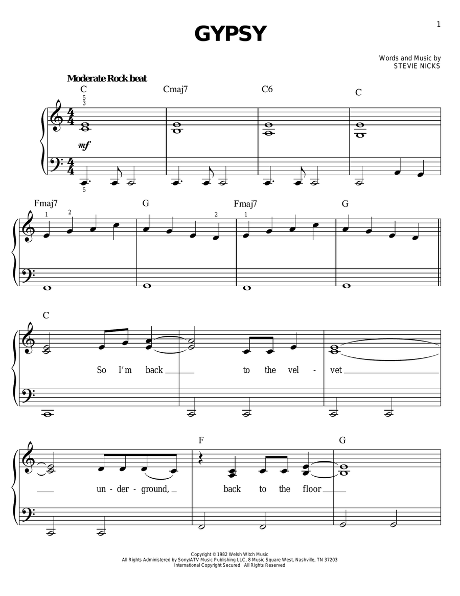 Gypsy Gypsy Easy Piano scores gallery preview page 1