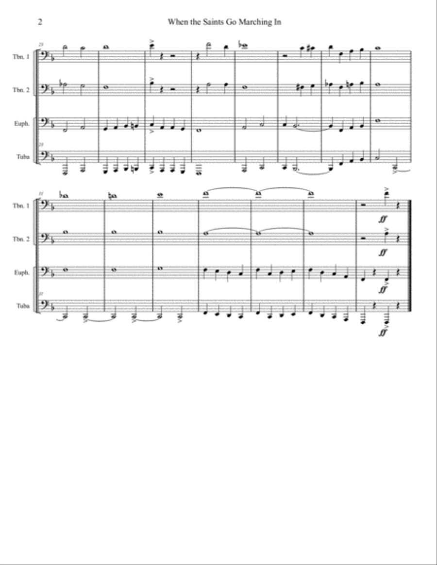 When The Saints Go Marching In - Low Brass Quartet Brass Quartet scores gallery preview page 2