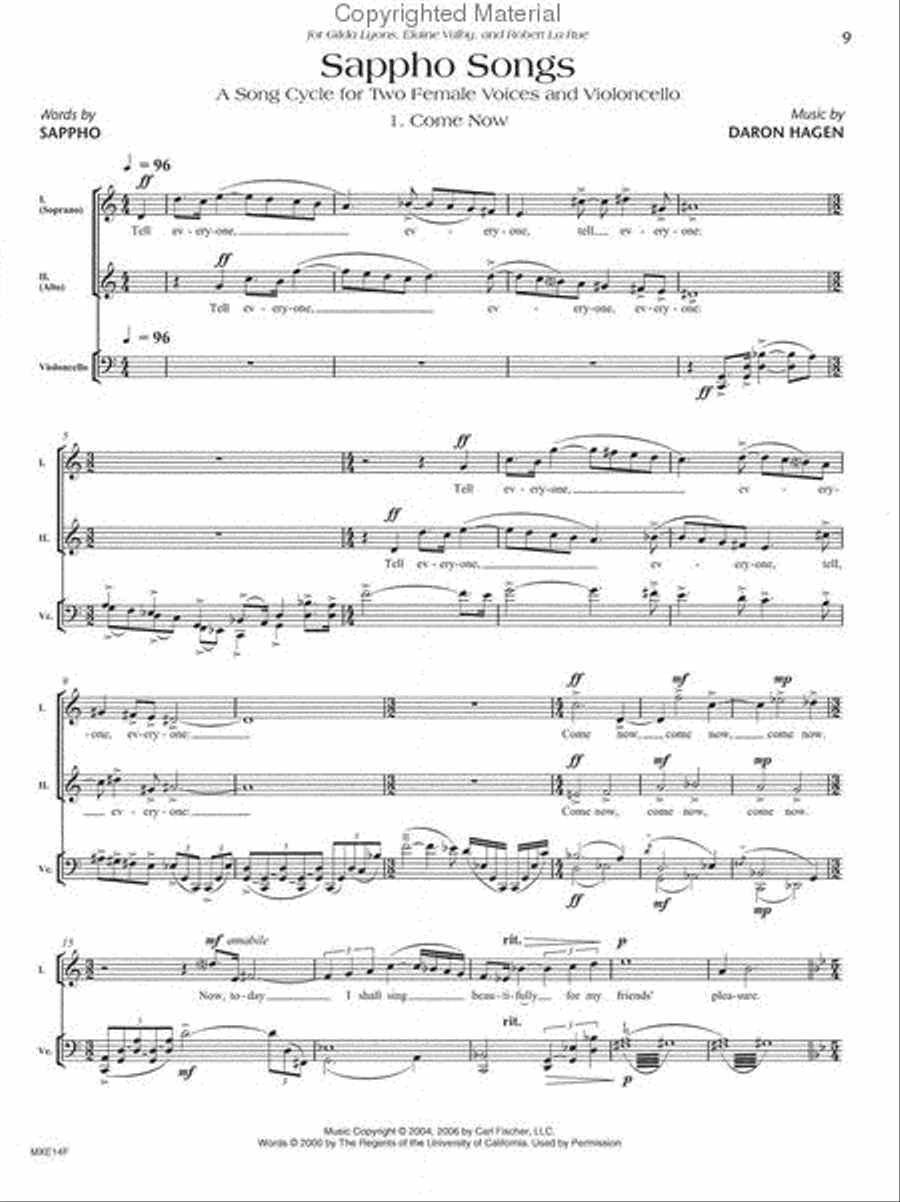 Sappho Songs Alto Voice scores gallery preview page 2
