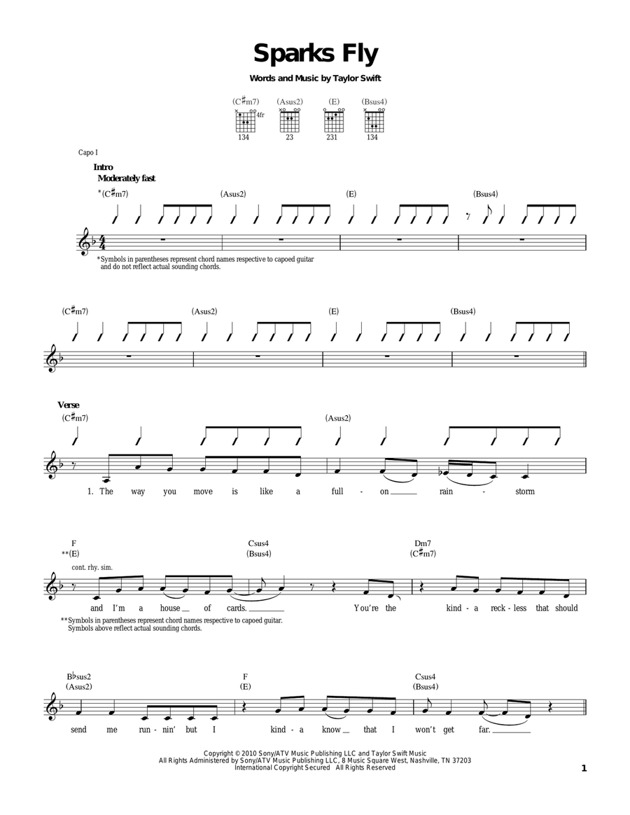 Sparks Fly Sparks Fly Acoustic Guitar scores gallery preview page 1
