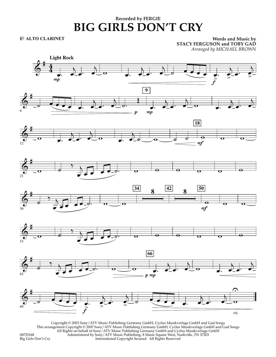 Big Girls Don't Cry - Eb Alto Clarinet