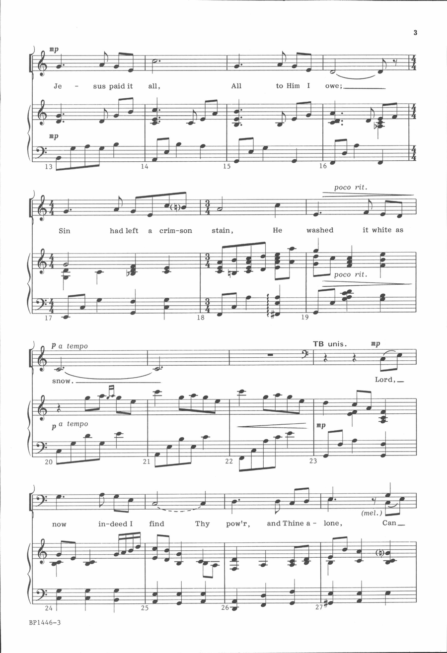 Jesus Paid it All 4-Part scores gallery preview page 4