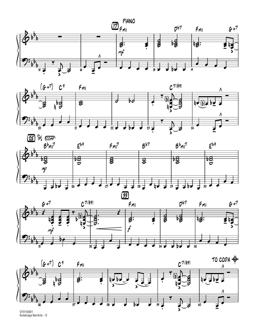 Rutabaga Ramble - Piano Jazz Ensemble scores gallery preview page 2