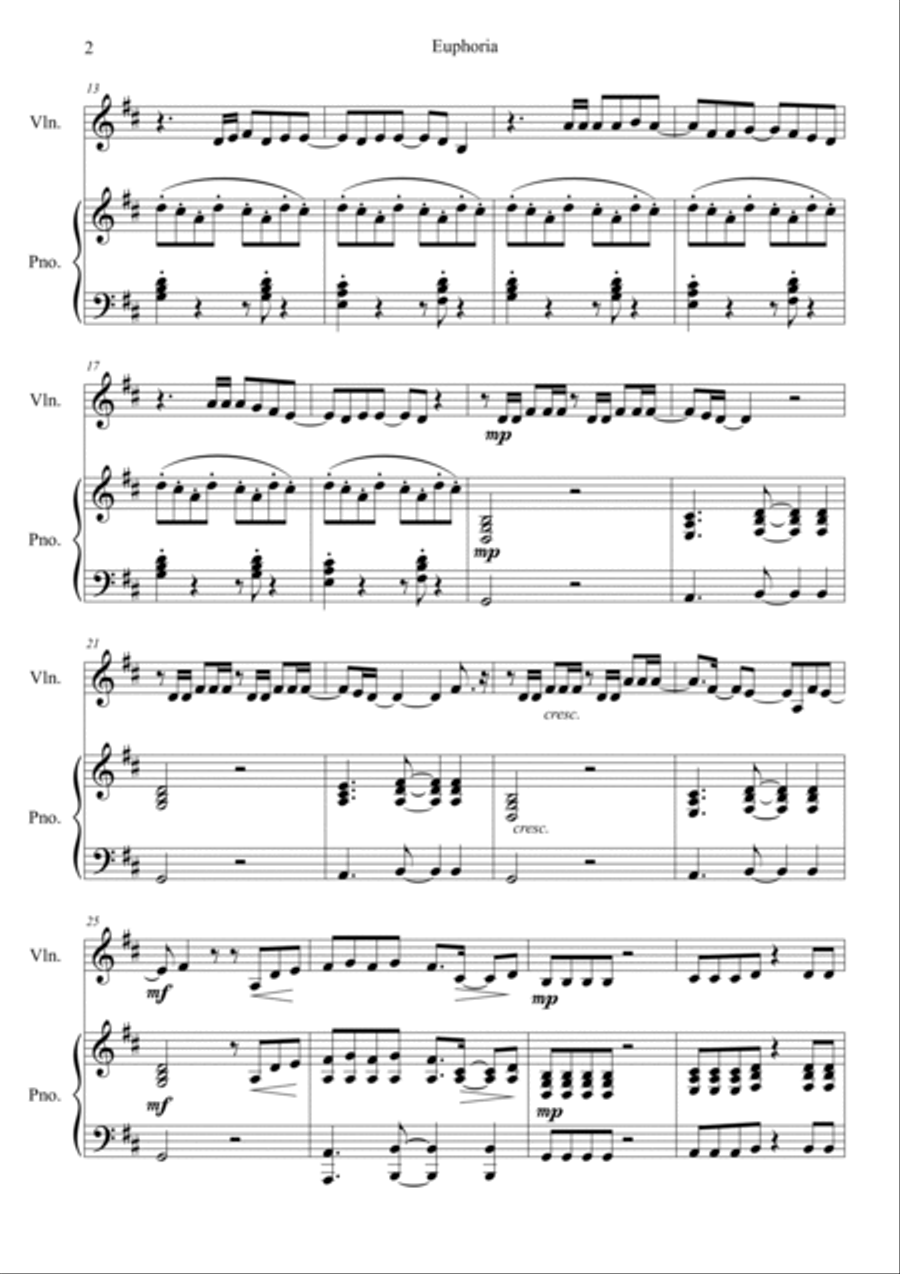 Euphoria Violin Solo scores gallery preview page 2