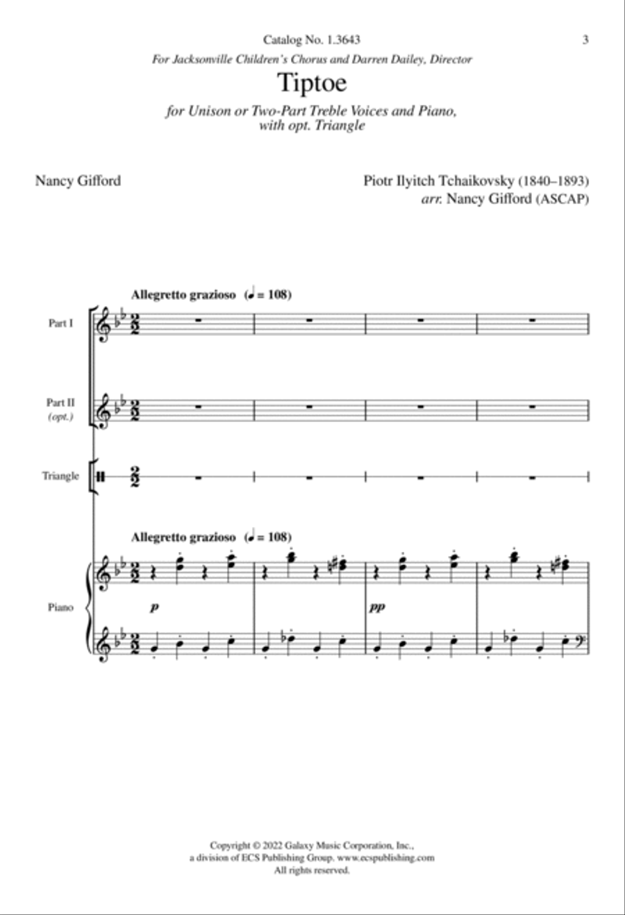 Tiptoe Unison Choir scores gallery preview page 3