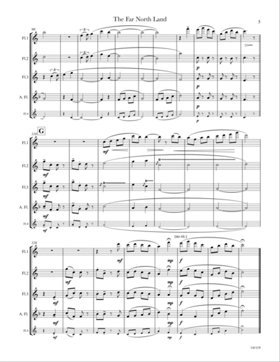 The Far North Land: Passages for Flute Quartet Flute Quartet scores gallery preview page 6