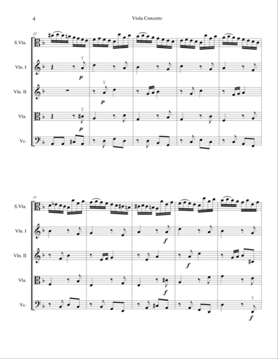 Viola Concerto in D Minor, Score Cello scores gallery preview page 4