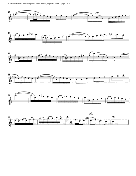 Fugue 11 from Well-Tempered Clavier, Book 1 (String Quartet) image number null