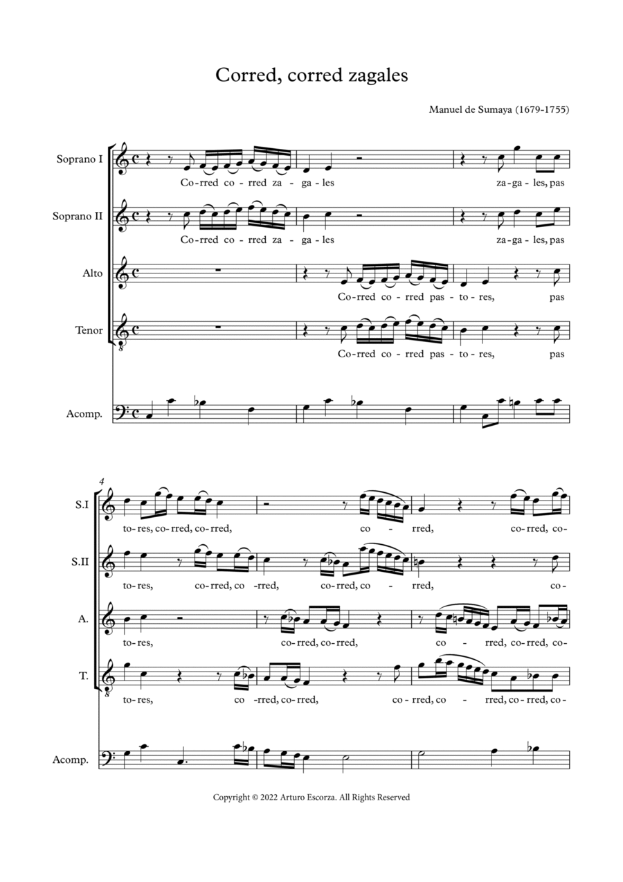 Book cover for Corred, corred zagales - Villancico a 4 de Navidad - Score Only