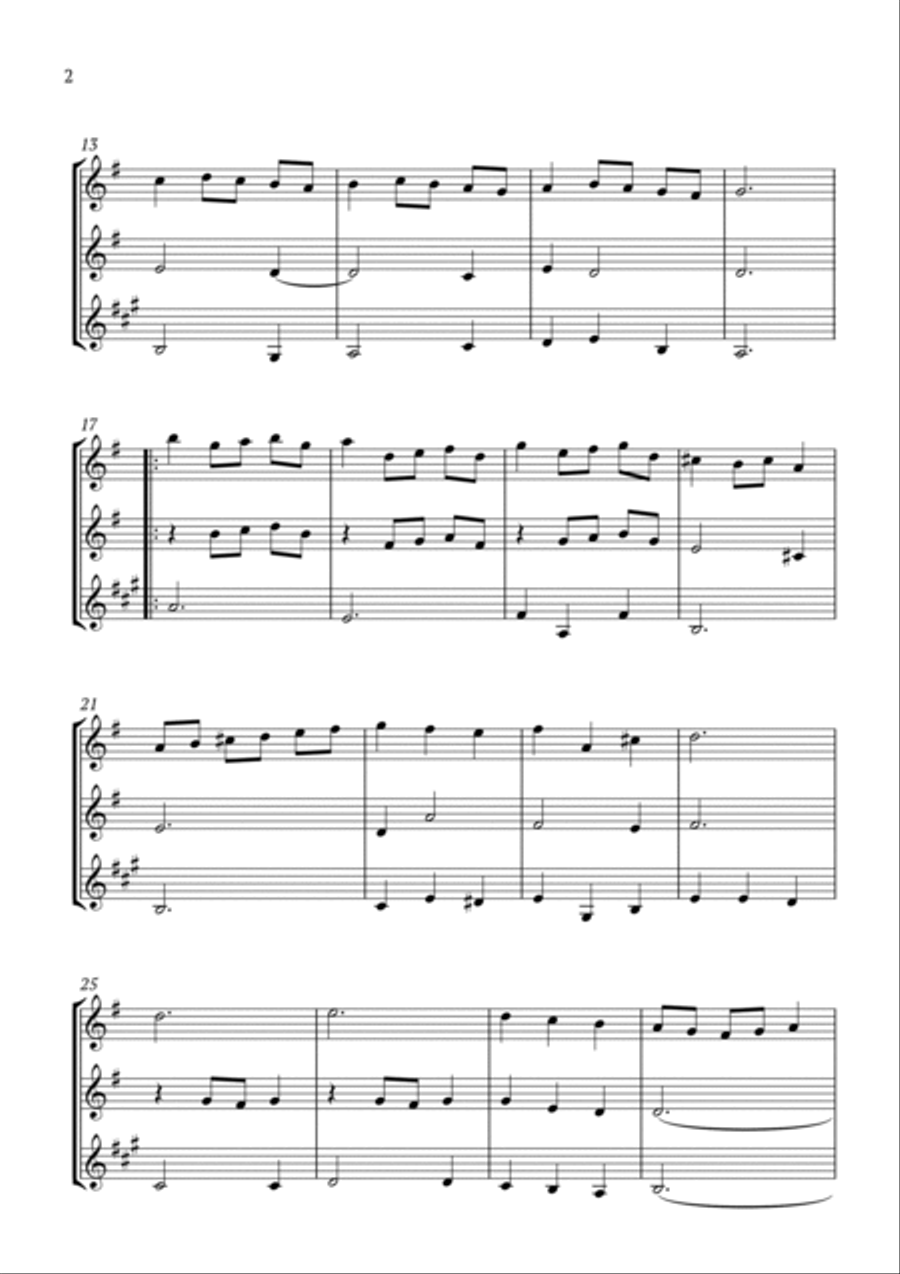 Minuet in G BWV Anh. 114 Woodwind Trio scores gallery preview page 2
