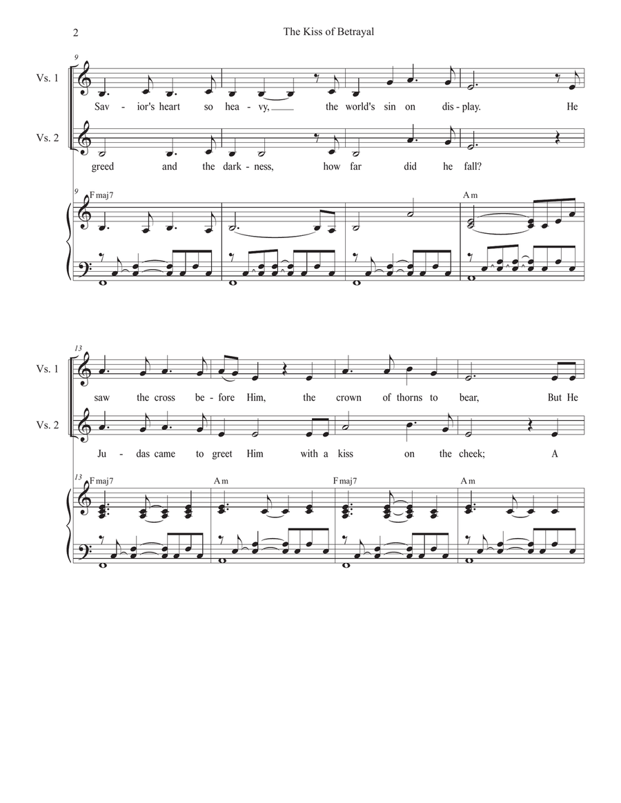 The Kiss of Betrayal (SAB) 3-Part scores gallery preview page 2