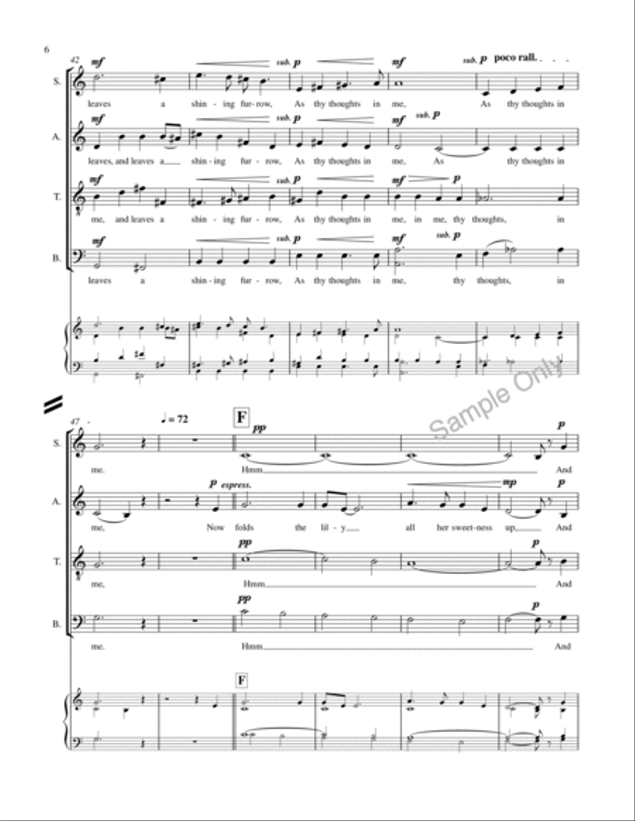 Now Sleeps The Crimson Petal 4-Part scores gallery preview page 6